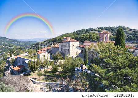 The majestic Meteora monasteries standing on the cliffs, a World Heritage Site 122992915