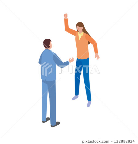 男人和女人打架的插圖 男人和女人打架的插圖 122992924