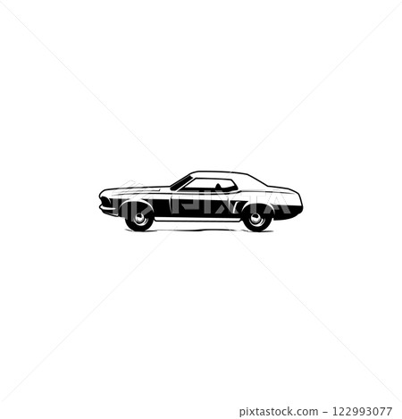 1969 Ford Mustang Grand Coupe car. Side view illustration vector design. Best for logo, badge, emblem, icon, sticker design. Available in eps 10 1969 Ford Mustang Grand Coupe car. Side view illustration vector design. Best for logo, badge, emblem, icon, sticker design. Available in eps 10 122993077