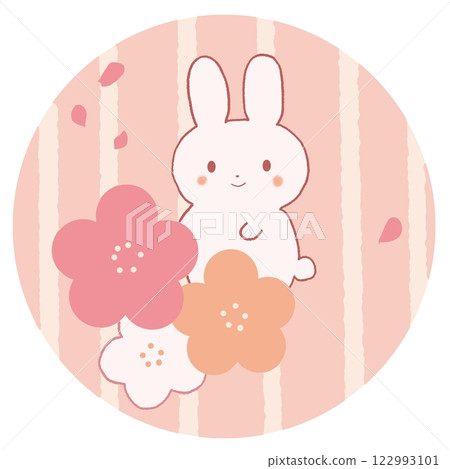 可愛的兔子和櫻花插圖 可愛的兔子和櫻花插圖 122993101