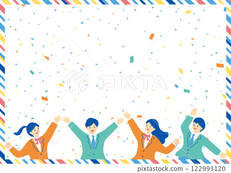 穿著校服的學生們興奮不已 122993120