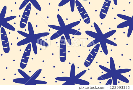 Summer pattern seamless fabric summer season. coconut tree blue tone pattern on yellow. Designed for background ,wallpaper ,summer pattern ,wrapping paper ,travel ,holiday ,weekend ,vacation ,trip 122993355