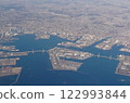 Yokohama Bay Bridge and Tsurumi Tsubasa Bridge, side by side on either side of Daikoku Wharf 122993844