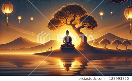 The mystical Vesak festival surrounded by mountains 122993850