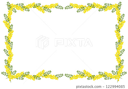 連續含羞草花的水平框架，大花版 122994085