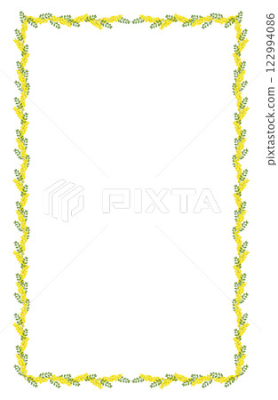 連續含羞草花的垂直框架，小花版本 122994086