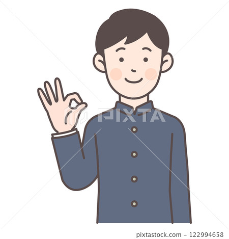 男學生做出 OK 手勢_學亂 2 男學生做出 OK 手勢_學亂 2 122994658