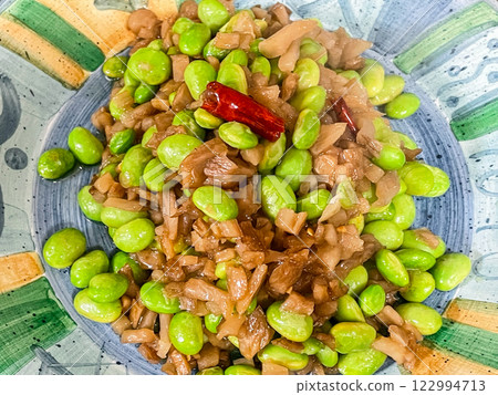 中式家常菜:蘿蔔乾炒毛豆 中式家常菜:蘿蔔乾炒毛豆 122994713