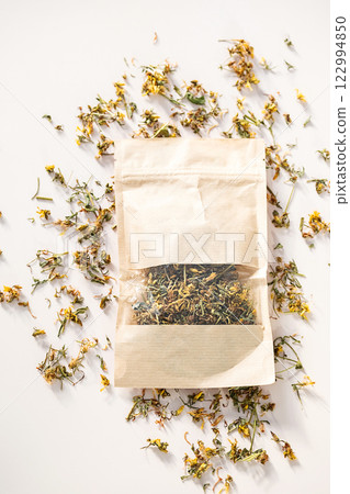 Organic St John's Wort Herbal Tea Pack. Organic St John's Wort Herbal Tea Pack. 122994850