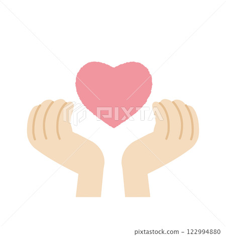 Gentle hands protecting a pink heart 122994880