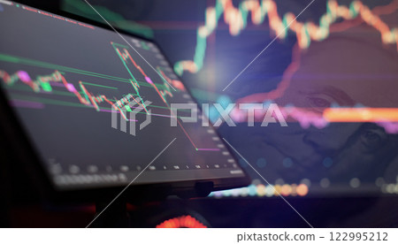 Professional trading workstation: financial data and stock market chart analysis Professional trading workstation: financial data and stock market chart analysis 122995212