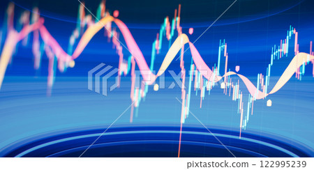 Financial chart with up trend line graph. Stock market or forex trading graph and candlestick chart suitable for financial investment concept. 122995239