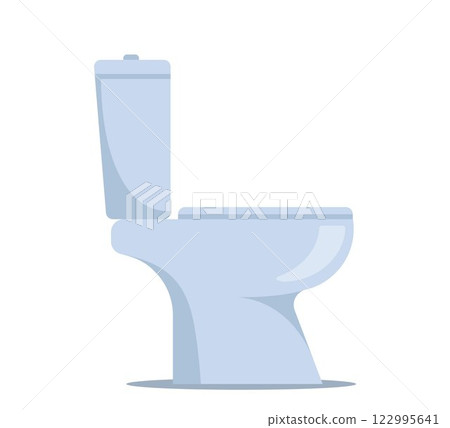 Toilet illustration. Toilet with open lid side view. Interior furnishing elements. Hygiene products for the body's natural needs. Vector illustration. 122995641