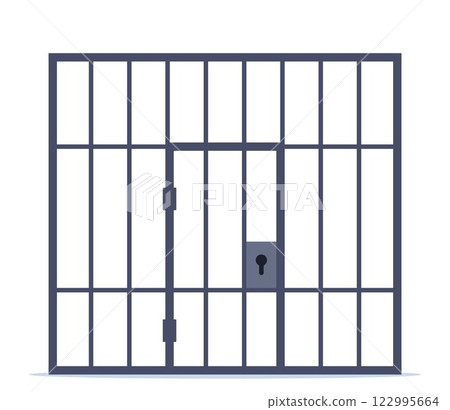 Prison metal bars. Prison fence jail. Iron jail cage. Template design for criminal or sentence. Vector Prison metal bars. Prison fence jail. Iron jail cage. Template design for criminal or sentence. Vector 122995664