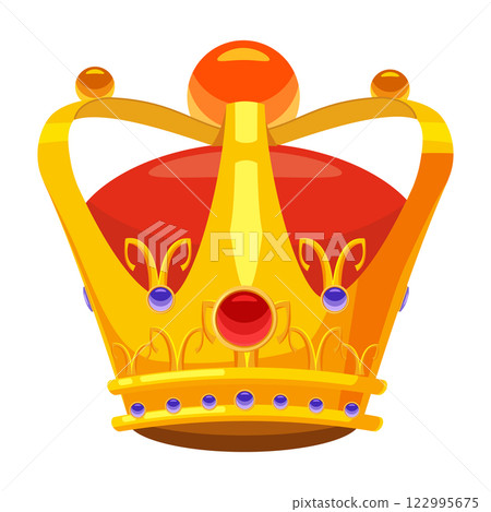 Crown cartoon golden royal jewelry of king queen, princess 122995675