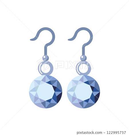 Pair of beautiful earrings. Jewelry earrings with precious stones isolated on white with reflection. Vector Pair of beautiful earrings. Jewelry earrings with precious stones isolated on white with reflection. Vector 122995737