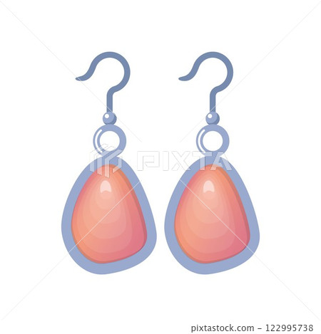 Pair of beautiful earrings. Jewelry earrings with precious stones isolated on white with reflection. Vector Pair of beautiful earrings. Jewelry earrings with precious stones isolated on white with reflection. Vector 122995738