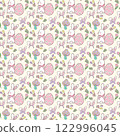 Festive Groovy Easter Pattern Seamless retro Easter Eggs in retro doodle drawing isolated on background. 122996045