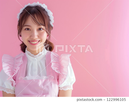 Waitress in a pink maid outfit 122996105