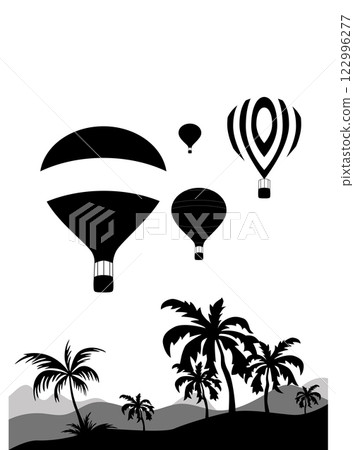 hot air balloons with landscape not IA 122996277