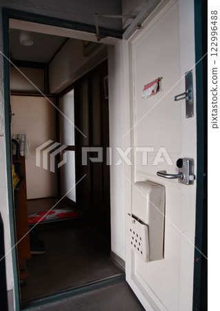 Postal box inside the door of a Showa era housing complex 03 Postal box inside the door of a Showa era housing complex 03 122996488