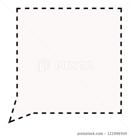 簡單虛線方形氣泡（黑白） 122996504