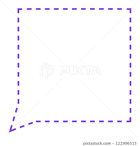 簡單虛線方形對話泡泡（僅線條圖，紫色） 122996515