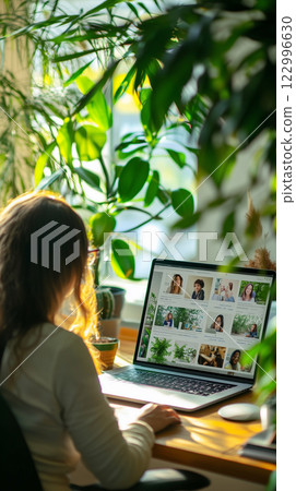 女人在家遠程辦公 122996630