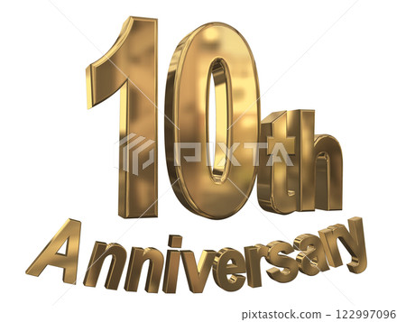 3DCG letters "10th Anniversary/10th Anniversary Mark Sparkling" Gold, Gold 122997096