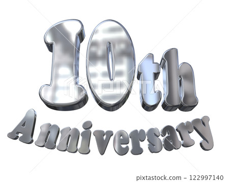 3DCG letters "10th Anniversary/10th Anniversary mark glitter" Silver, Silver 122997140