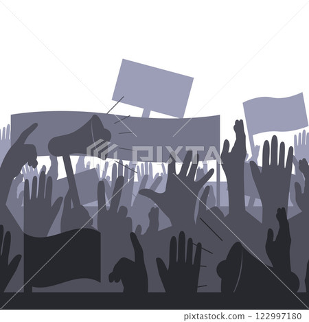 crowd of people raising hands 122997180