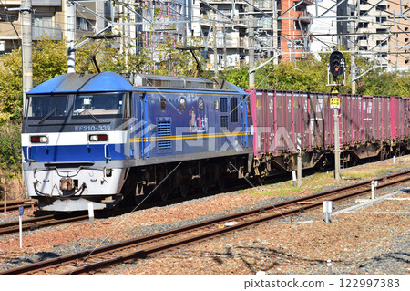 JR freight train passing through Shin-Osaka JR freight train passing through Shin-Osaka 122997383