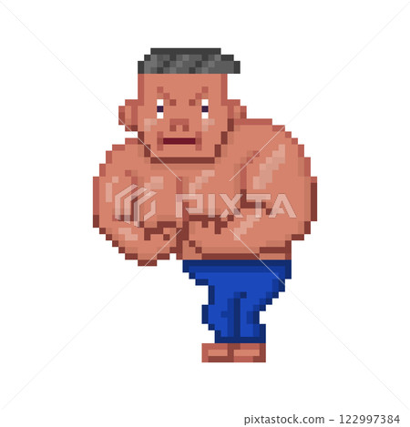 Bodybuilder pixel illustration Bodybuilder pixel illustration 122997384
