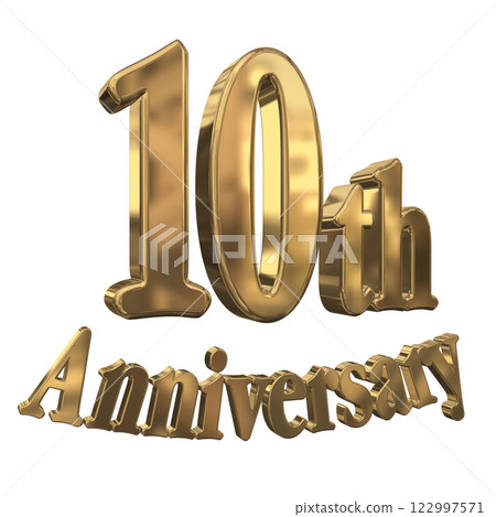 3DCG letters "10th Anniversary/10th Anniversary Mark Sparkling" Gold, Gold 122997571