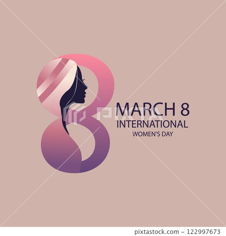 March 8 International Women's Day Celebration with Gradient and Feminine Designs on a Pink and Purple Background March 8 International Women's Day Celebration with Gradient and Feminine Designs on a Pink and Purple Background 122997673