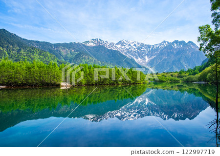 上高地（大正池與穗高山脈）的新綠 122997719