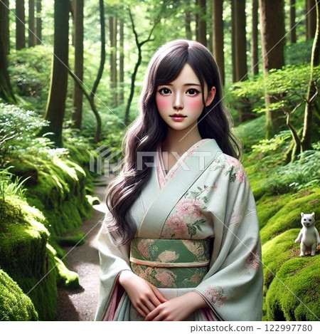 A beautiful girl in a kimono I met in the woods A beautiful girl in a kimono I met in the woods 122997780