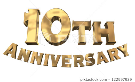 3DCG letters "10th Anniversary/10th Anniversary Mark Sparkling" Gold, Gold 122997929