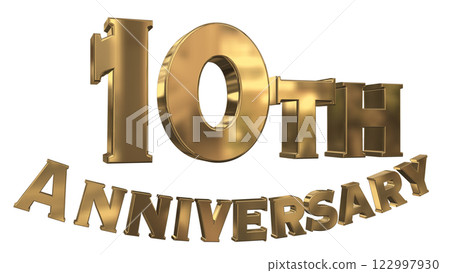 3DCG letters "10th Anniversary/10th Anniversary Mark Sparkling" Gold, Gold 122997930