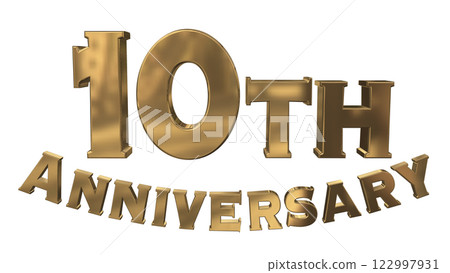 3DCG letters "10th Anniversary/10th Anniversary Mark Sparkling" Gold, Gold 122997931