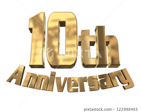 3DCG letters "10th Anniversary/10th Anniversary Mark Sparkling" Gold, Gold 3DCG letters "10th Anniversary/10th Anniversary Mark Sparkling" Gold, Gold 122998483