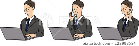 Male businessman in his 30s or 40s working on a laptop computer 3 122998554