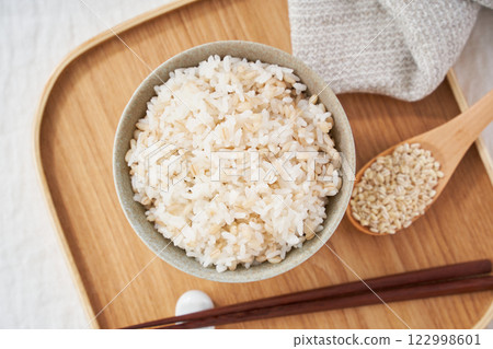 Mochi barley rice served in a bowl - Healthy food for the health conscious Mochi barley rice served in a bowl - Healthy food for the health conscious 122998601