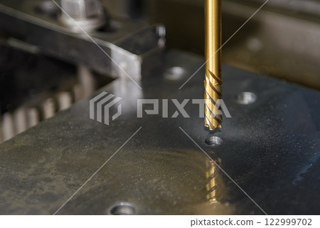 The hole finishing process on CNC milling machine with reamer tool tools. The hole finishing process on CNC milling machine with reamer tool tools. 122999702