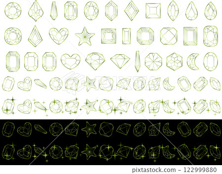 Cut glass, 4 yellow-green 122999880
