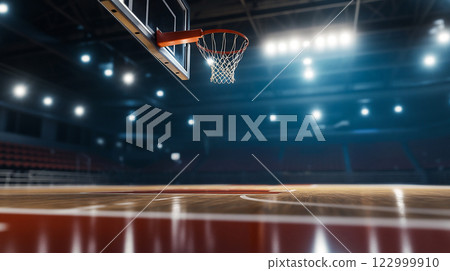 An empty basketball court 122999910