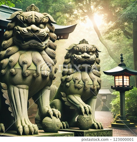 Two guardian lions that don't face each other Two guardian lions that don't face each other 123000001