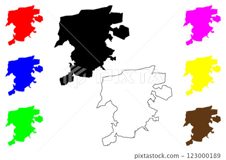 Petropolis city (Federative Republic of Brazil, Rio de Janeiro state) map vector illustration, scribble sketch Petropolis map 123000189
