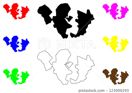 Ribeirao das Neves city (Federative Republic of Brazil, Minas Gerais state) map vector illustration, scribble sketch Ribeirao das Neves map 123000293