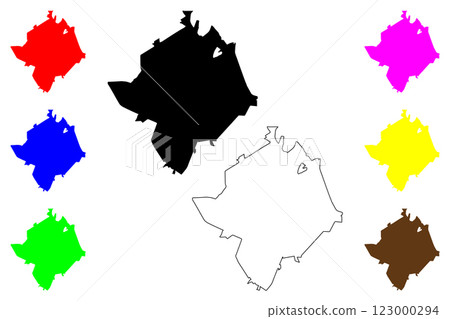 Ribeirao Preto city (Federative Republic of Brazil, Sao Paulo state) map vector illustration, scribble sketch Ribeirao Preto map 123000294